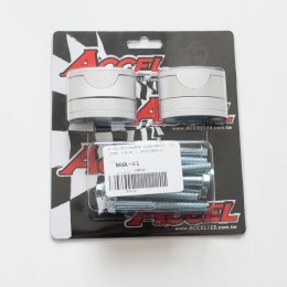 ACCEL MOCOWANIE/PODWYŻKI KIEROWNICY (DÓŁ-28,6/GÓRA-28,6MM) (PLASTERKI 18+5+10+6=39MM) KOLOR SREBRNY (BMA-01SV)