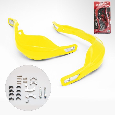 BIKETEC PARTS OSŁONY RĄK (HANDBARY) ALU KOLOR ŻÓŁTY (Z MOCOWANIAMI 22MM I 28MM)