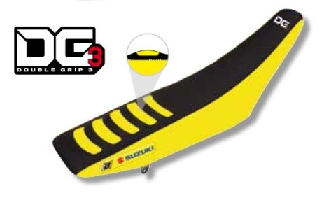 BLACKBIRD POKROWIEC / POSZYCIE NA SIEDZENIE SUZUKI RM 125/250 '01-'23 DOUBLE GRIP 3 KOLOR CZARNY ŻÓŁTY