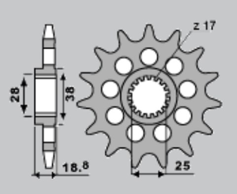 CHT ZĘBATKA PRZEDNIA 2078 16 BMW F 650/800 GS/R'08-'18, F 700/750/850 GS '13-'22, APRILIA ETV 1000 CAPONORD '01-'08, RSV 1000 MI