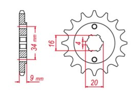 GROSSKOPF PROMOCJA ZĘBATKA PRZEDNIA 2062 13 YAMAHA YFS200 BLASTER '88-'06, TT-R230 '05-'20, DT200 L '85 (JTF1554.13)