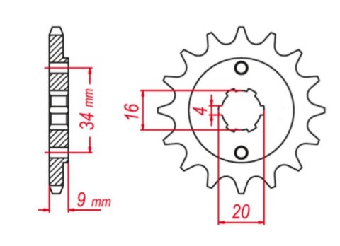 GROSSKOPF PROMOCJA ZĘBATKA PRZEDNIA 2062 13 YAMAHA YFS200 BLASTER '88-'06, TT-R230 '05-'20, DT200 L '85 (JTF1554.13)