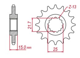 GROSSKOPF PROMOCJA ZĘBATKA PRZEDNIA 2084 15 KTM 50 EXC '96-'03, 85 SX '07-'22, 105 SX '07-'10, HUSQVARNA 85 TC '14-'21, (JTF1907
