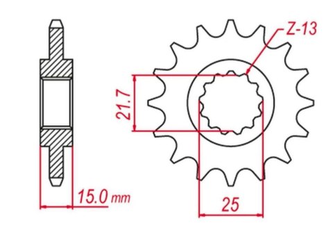 GROSSKOPF PROMOCJA ZĘBATKA PRZEDNIA 2084 15 KTM 50 EXC '96-'03, 85 SX '07-'22, 105 SX '07-'10, HUSQVARNA 85 TC '14-'21, (JTF1907
