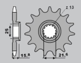 GROSSKOPF PROMOCJA ZĘBATKA PRZEDNIA 2093 14 HONDA XR 650 '00-'07, KAWASAKI ZX-6R '98-'06 (-1), ZX-6RR '03-'06 (-1), ŁAŃC. 520