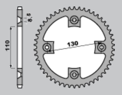 GROSSKOPF PROMOCJA ZĘBATKA TYLNA ALUMINIOWA KOLOR CZARNY 4306 55 HONDA CR 80/85 '96-'07, CRF 150 '07-'22 (-1) (ŁAŃC.420)