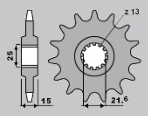 JR ZĘBATKA PRZEDNIA 2082 15 ZX 6R '95-'97, TRIUMPH