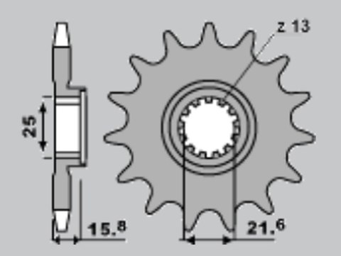 JR ZĘBATKA PRZEDNIA 2093 14 KAWASAKI ZX 6R '98-'02 (-1) (153514JT)