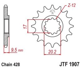 JT ZĘBATKA PRZEDNIA 2084 14 KTM SX 85 04-17 (+1) (208414JT) (ŁAŃC. 428)