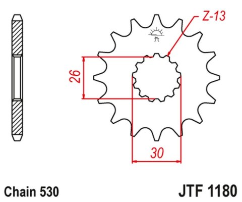 JT ZĘBATKA PRZEDNIA 2090 18 Z GUMĄ TRIUMPH DAYTONA 955/SPRINT ST/SPRINT GT (209018JTRB) (ŁAŃC. 530)