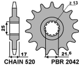 PBR ZĘBATKA PRZEDNIA 2042 15 18NC HONDA CB 500F/X '13-15, CBR 500R `13-15 (ŁAŃC. 520)