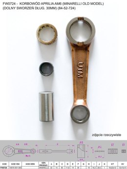 FLYWAY (PLATT) KORBOWÓD APRILIA AM6 (MINARELLI OLD MODEL) (DOLNY SWORZEŃ DŁUG. 30MM) (84-52-724)