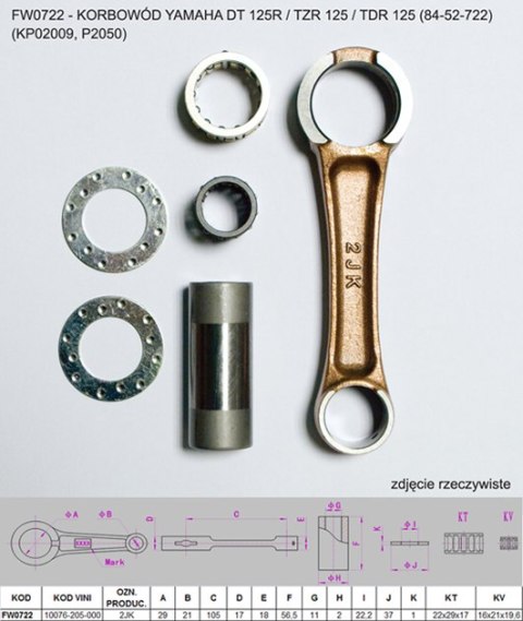 FLYWAY (PLATT) KORBOWÓD YAMAHA DT 125 R / TZR 125 / TDR 125 (84-52-722) (KP02009, P2050) (DT125)