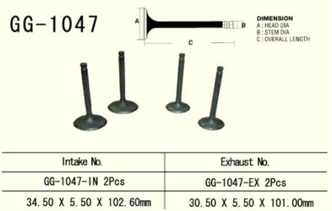 VESRAH ZAWÓR SSĄCY HONDA TRX 650/680 '03-'17 (2 NA POJAZD) (34,5X5,50X102,6 MM) (OEM: 14711-HN8-000) (1SZT.) (MADE IN JAPAN)