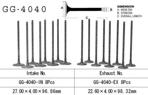 VESRAH ZAWÓR SSĄCY KAWASAKI ZX 6R '95-02, ZZR 600 '06-08' (OEM: 12004-1120,12004-1150) (1SZT.) (MADE IN JAPAN)