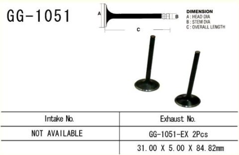 VESRAH ZAWÓR WYDECHOWY HONDA CRF 450R '02-'07 (31,0X5,0X84,82 MM) (OEM: 14721-MEB-670) (1SZT.) (MADE IN JAPAN)