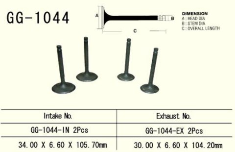 VESRAH ZAWÓR WYDECHOWY HONDA XL 600R '85-'87 (30,0X6,6X104,2 MM) (OEM: 14721-MG2-790) (1SZT.) (MADE IN JAPAN)
