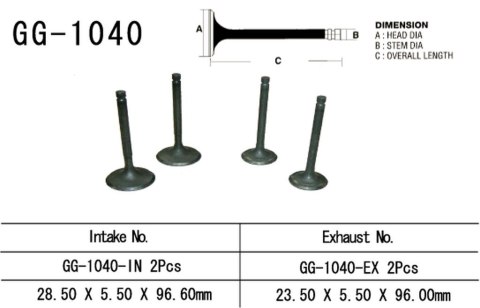 VESRAH ZAWÓR WYDECHOWY HONDA XR 250 R '86-'95 (2 NA POJAZD) (23,5X5,5X96,0 MM) (OEM: 14721-KR6-000) (1SZT.) (MADE IN JAPAN)