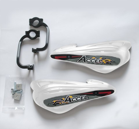 ACCEL OSŁONY RĄK (HANDBARY) Z MOCOWANIEM ALUMINIOWYM MX (22+28MM) (ALU-CZARNY, PLASTIK-BIAŁY)