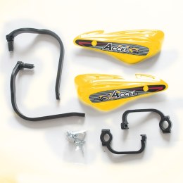 ACCEL OSŁONY RĄK (HANDBARY) Z MOCOWANIEM ALUMINIOWYM STRONG (22+28MM) MOCOWANIE 2 PUNKTOWE (ALU-CZARNY, PLASTIK-ŻÓŁTY)