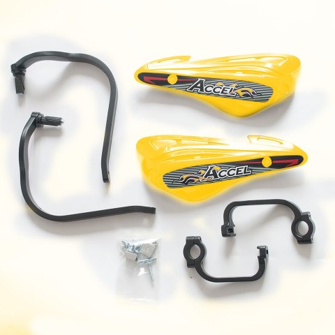 ACCEL OSŁONY RĄK (HANDBARY) Z MOCOWANIEM ALUMINIOWYM STRONG (22+28MM) MOCOWANIE 2 PUNKTOWE (ALU-CZARNY, PLASTIK-ŻÓŁTY)