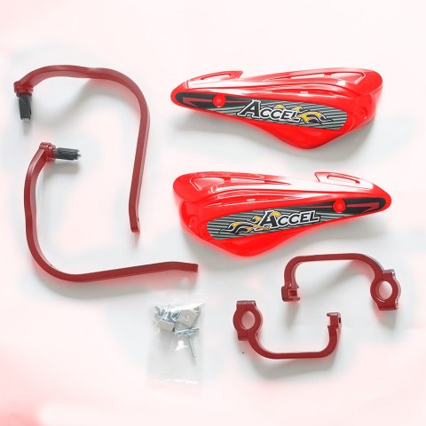 ACCEL OSŁONY RĄK (HANDBARY) Z MOCOWANIEM ALUMINIOWYM STRONG (22+28MM) MOCOWANIE 2 PUNKTOWE (ALU-CZERWONY, PLASTIK-CZERWONY)