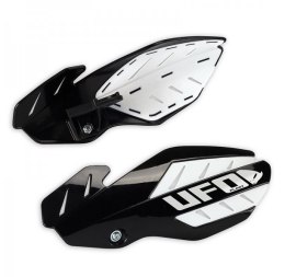 UFO OSŁONY RĄK (HANDBARY) FLAME HUSQVARNA TC/TE 125 '14-'20, FC '16-'20 KOLOR CZARNY/BIAŁY (Z MOCOWANIAMI)