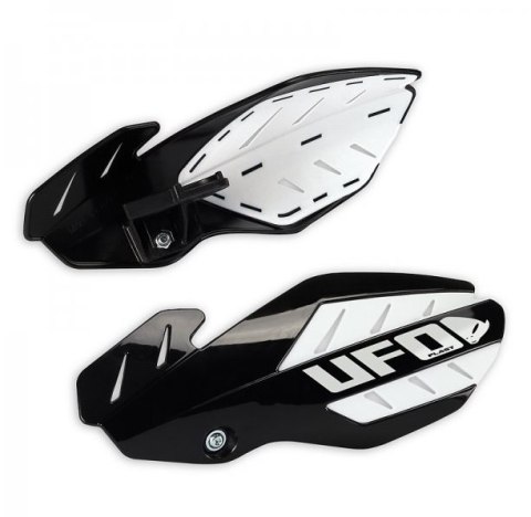 UFO OSŁONY RĄK (HANDBARY) FLAME HUSQVARNA TC/TE 125 '14-'20, FC '16-'20 KOLOR CZARNY/BIAŁY (Z MOCOWANIAMI)
