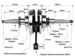 WAŁ KORBOWY GY6 50/80cc 4T KINGWAY, KYMCO, PEUGEOT, ROMET,ZIPP I INNE