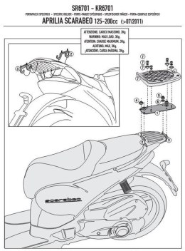 KAPPA STELAŻ KUFRA CENTRALNEGO APRILIA SCARABEO 125/200 (11-15) ( BEZ PŁYTY )