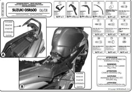KAPPA STELAŻ KUFRA CENTRALNEGO SUZUKI GSR 600 (06-11) ( Z PŁYTĄ MONOLOCK )