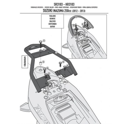 KAPPA STELAŻ KUFRA CENTRALNEGO SUZUKI INAZUMA 250 (12-15) ( BEZ PŁYTY )