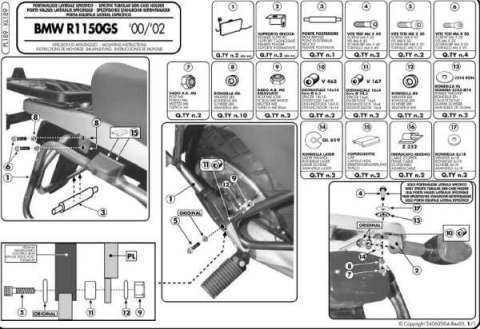 KAPPA STELAŻ KUFRÓW BOCZNYCH MONOKEY BMW R 1100GS (94-99), R 1150GS (00-03), R 850GS (94-01) - RÓWNIEŻ POD KUFRY MONOKEY RETRO-F