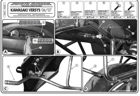 KAPPA STELAŻ KUFRÓW BOCZNYCH MONOKEY KAWASAKI VERSYS 650 (06-09) - RÓWNIEŻ POD KUFRY MONOKEY RETRO-FIT K-VENTURE ALU ORAZ K'MISS
