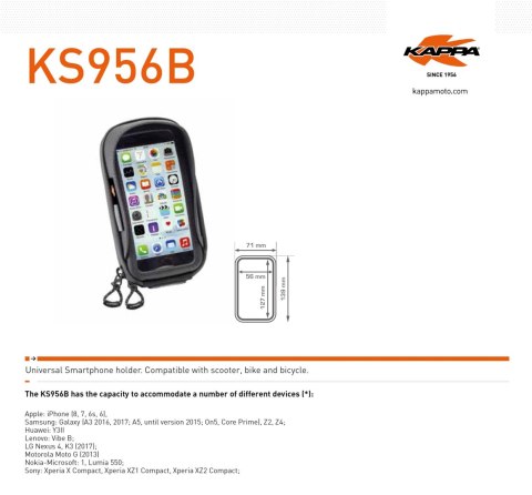 KAPPA TORBA NA GPS / SMARTPHONE IPHONE 6/6S/7/8 SAMSUNG GALAXY NOKIA/MICROSOFT SONY XPERIA Z MOCOWANIEM NA KIEROWNICĘ I LUSTERKO