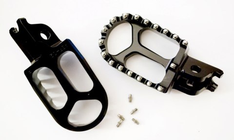 JR PODNÓŻEK KIEROWCY KAWASAKI KXF250 '06-'14, KXF450 '07-'14 KOLOR CZARNY (2SZT) ALUMINIOWY