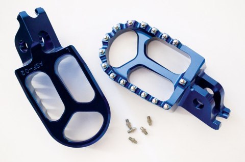 JR PODNÓŻEK KIEROWCY KAWASAKI KXF250 '06-'14, KXF450 '07-'14 KOLOR NIEBIESKI (2SZT) ALUMINIOWY