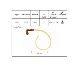 NGK FAJKA NA ŚWIECE EBONITOWA KĄTOWA (90) PRZEWÓD 50 CMM KOLOR CZERWONY (NR 8718)