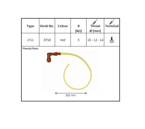 NGK FAJKA NA ŚWIECE EBONITOWA KĄTOWA (90) PRZEWÓD 50 CMM KOLOR CZERWONY (NR 8718)