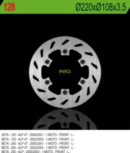 NG TARCZA HAMULCOWA PRZÓD BETA 125/200/250 ALP '00-'03 (220X108X3,5) (6X6,5MM)