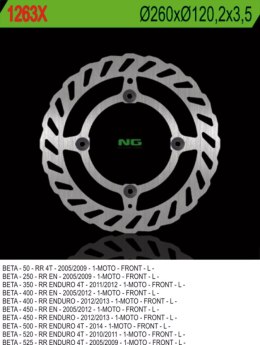 NG TARCZA HAMULCOWA PRZÓD BETA 50/350/400/450/498/500 RR ENDURO (260X120,2X3,5) (4X8,5MM) WAVE 4 OTWORY