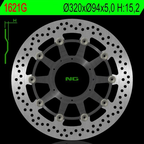 NG TARCZA HAMULCOWA PRZÓD HONDA CBR 1000RR 09-16 (ABS) SRODEK ALUMINIOWY (320X94X5,0MM) (6X6,5MM) - ZASTĘPUJE NG1283