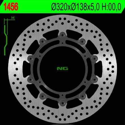 NG TARCZA HAMULCOWA PRZÓD KTM 1050/1190/1290 ADVENTURE '13-'17 (320X138X5MM) (6X6,5MM) PŁYWAJĄCA (ZASTĘPOWANY PRZEZ NG1840)