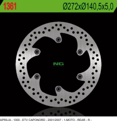 NG TARCZA HAMULCOWA TYŁ APRILIA ETV 1000 CAPONORD '01-'07 (272X140,5X5) (6X8,5MM)