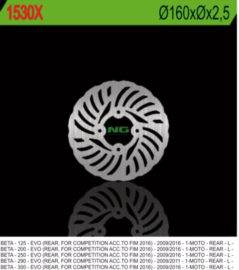NG TARCZA HAMULCOWA TYŁ BETA EVO 125/200/250/290/300 09-17 (160MM) WAVE