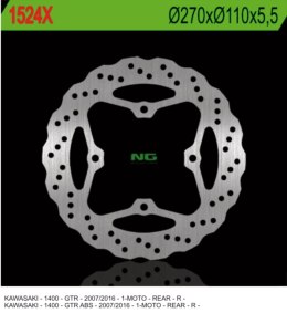 NG TARCZA HAMULCOWA TYŁ KAWASAKI GTR 1400 '07-'18 (270X110X5,5MM) (4 OTWORY 10,5MM) WAVE