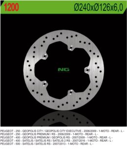 NG TARCZA HAMULCOWA TYŁ PEUGEOT 250/400/500 (240X126X60) (5X6,5MM)