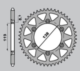 CHT WYPRZEDAŻ ZĘBATKA TYLNA ALUMINIOWA T7075 (ERGAL) 213 48 HUSABERG FE 400/ FE 600 '96-'99 (JTR1950.48) (ŁAŃC. 520) KOLOR SREBR