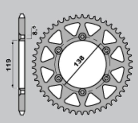 CHT WYPRZEDAŻ ZĘBATKA TYLNA ALUMINIOWA T7075 (ERGAL) 213 48 HUSABERG FE 400/ FE 600 '96-'99 (JTR1950.48) (ŁAŃC. 520) KOLOR SREBR