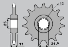 CHT ZĘBATKA PRZEDNIA 2142 16 YAMAHA R6 '06-'14 (525)